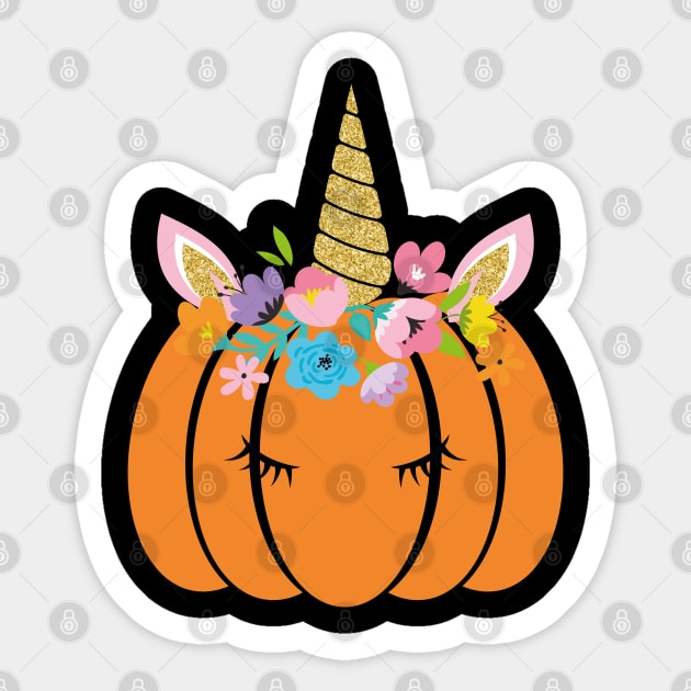 Halloween Pumpkin Unicorn Face Mask Costume Sticker by BrightGift
